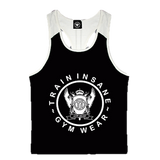 TI Fitness Stringer Vest Black & White, White Logo